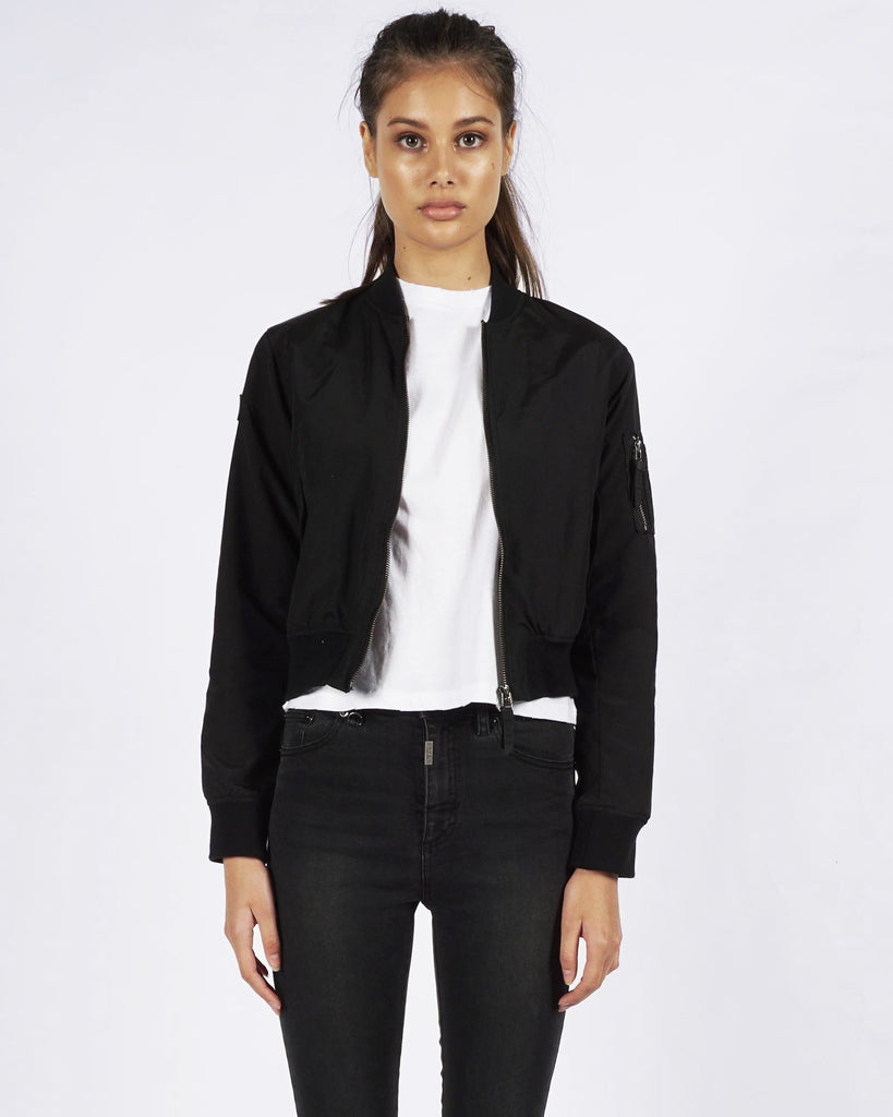CROPPED BOMBER - BLACK