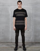 SCOOP STRIPE TEE - BLACK/OLIVE