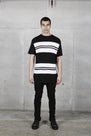 SCOOP STRIPE TEE - BLACK/WHITE