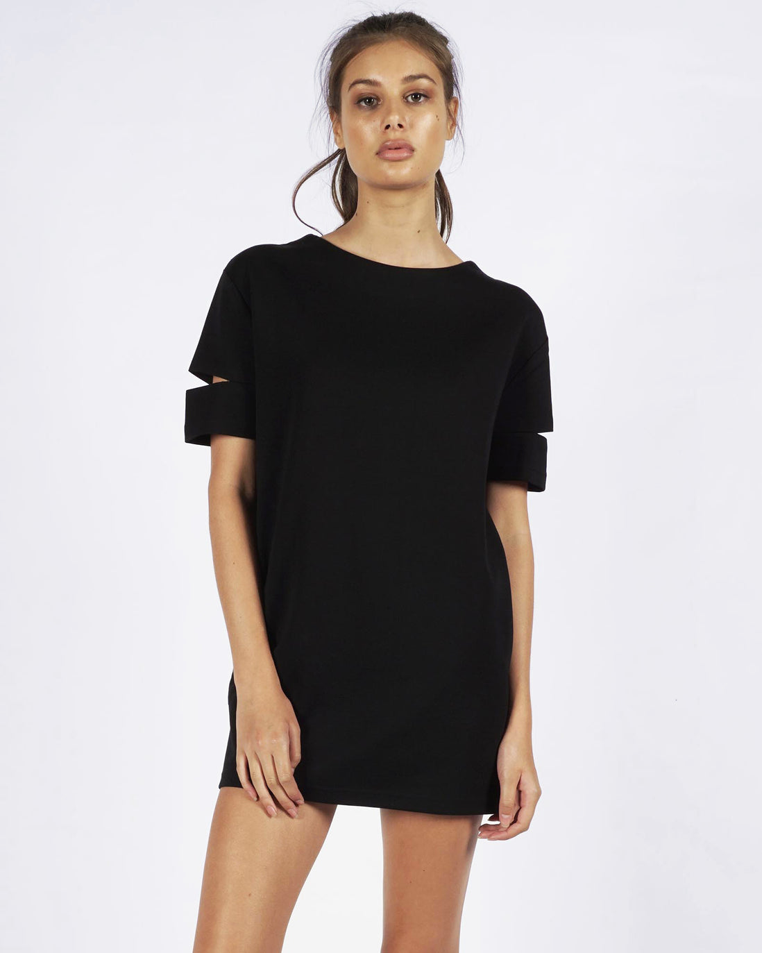CUT OUT TEE DRESS - BLACK