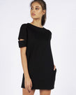 CUT OUT TEE DRESS - BLACK