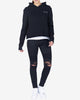 TRIPLE LAYER CROP HOODIE - BLACK
