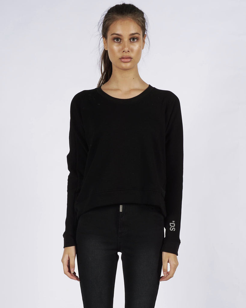 DISTRESSED SWEATER - BLACK