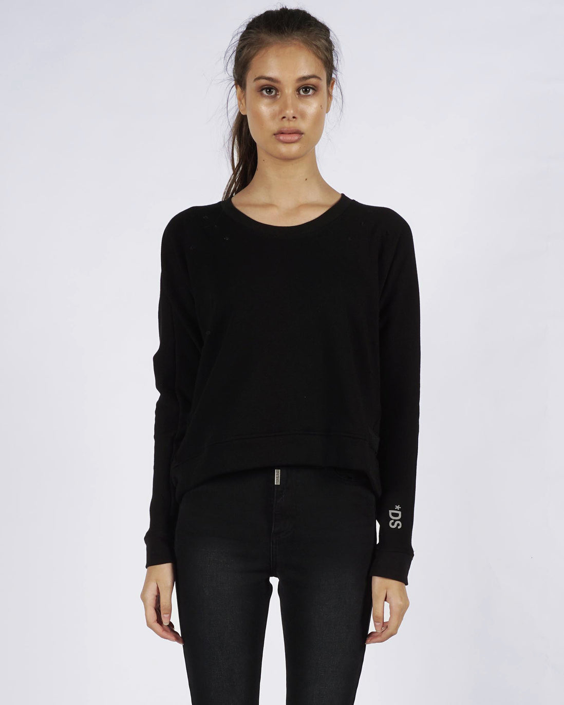 DISTRESSED SWEATER - BLACK