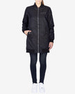 LINED PADDED LONG BOMBER - BLACK
