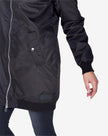 LINED PADDED LONG BOMBER - BLACK