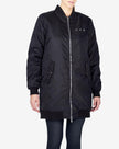 LINED PADDED LONG BOMBER - BLACK