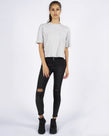 CHLOE POCKET TEE CROP - STONE