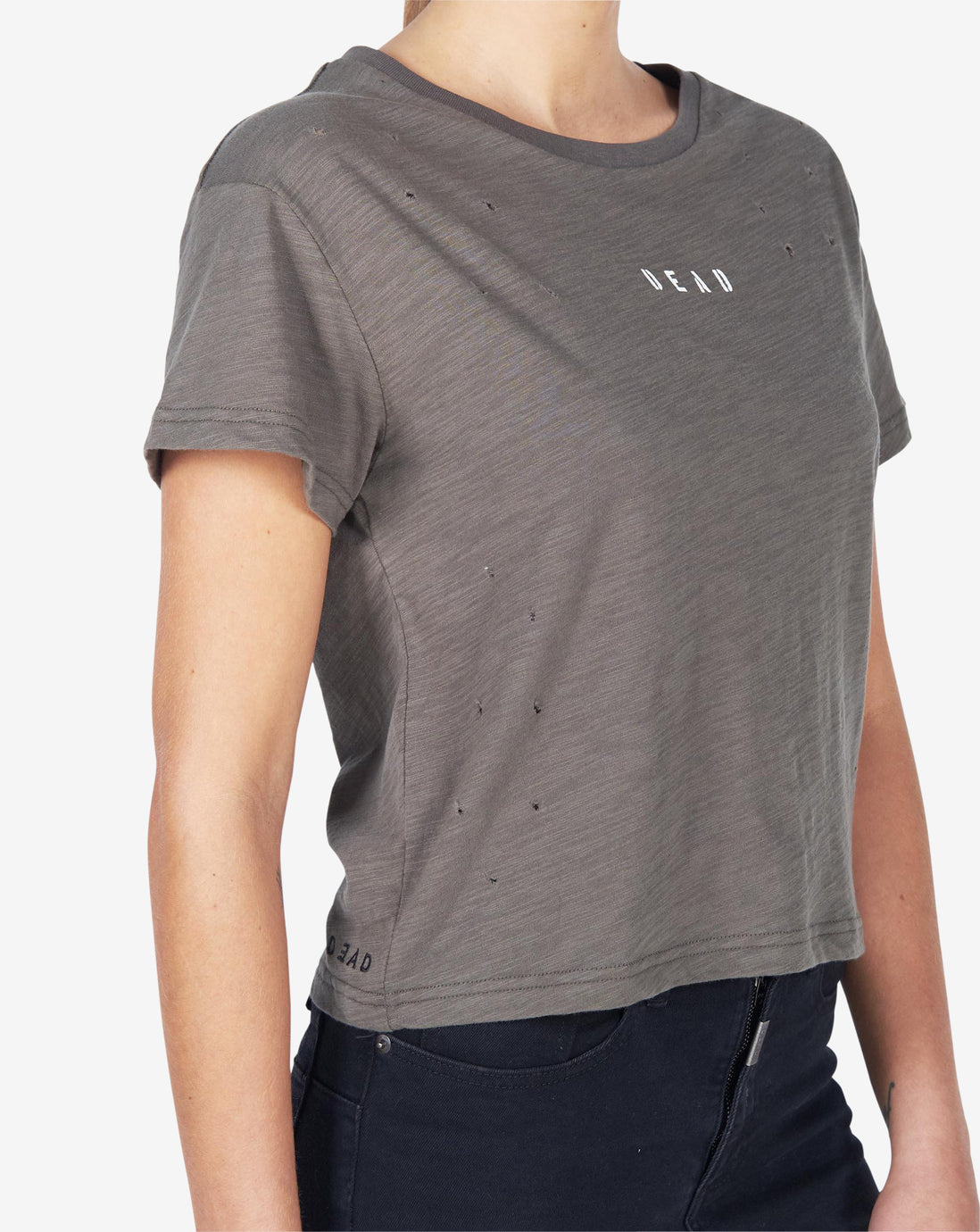 TRASHED VINTAGE TEE - OLIVE
