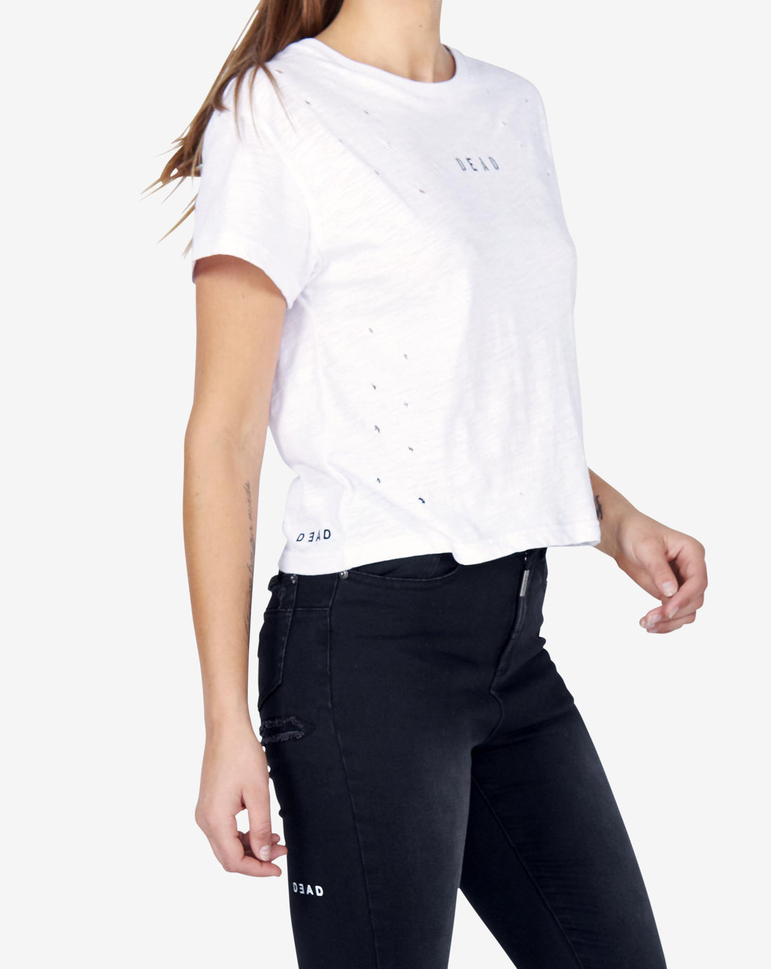 TRASHED VINTAGE TEE -  WHITE