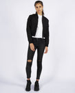CROPPED BOMBER - BLACK