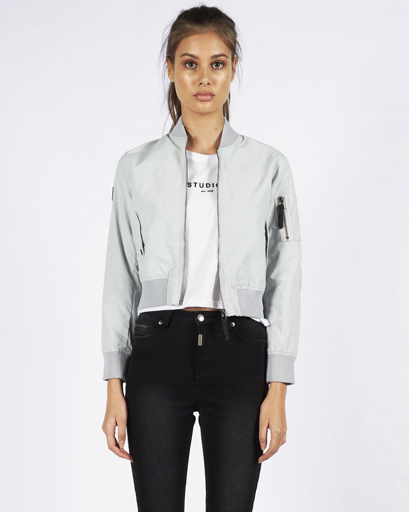 CROPPED BOMBER - GLACIER GREY