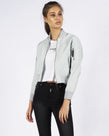 CROPPED BOMBER - GLACIER GREY