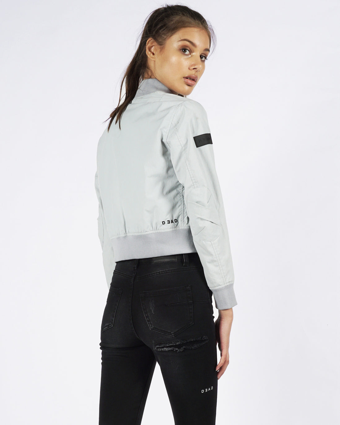CROPPED BOMBER - GLACIER GREY