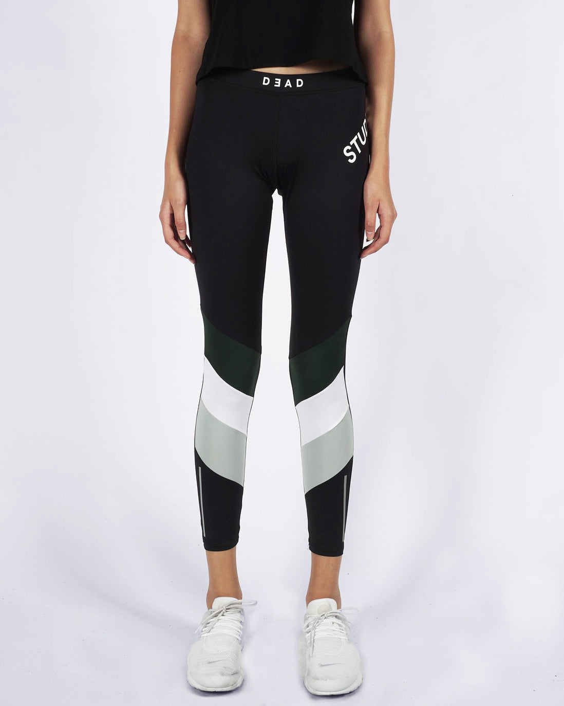 3 COLOUR BLOCK TIGHTS - BLACK/GREEN