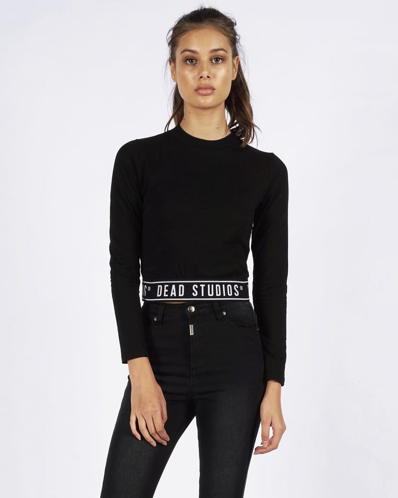 BAND LONGSLEEVE CROP - BLACK