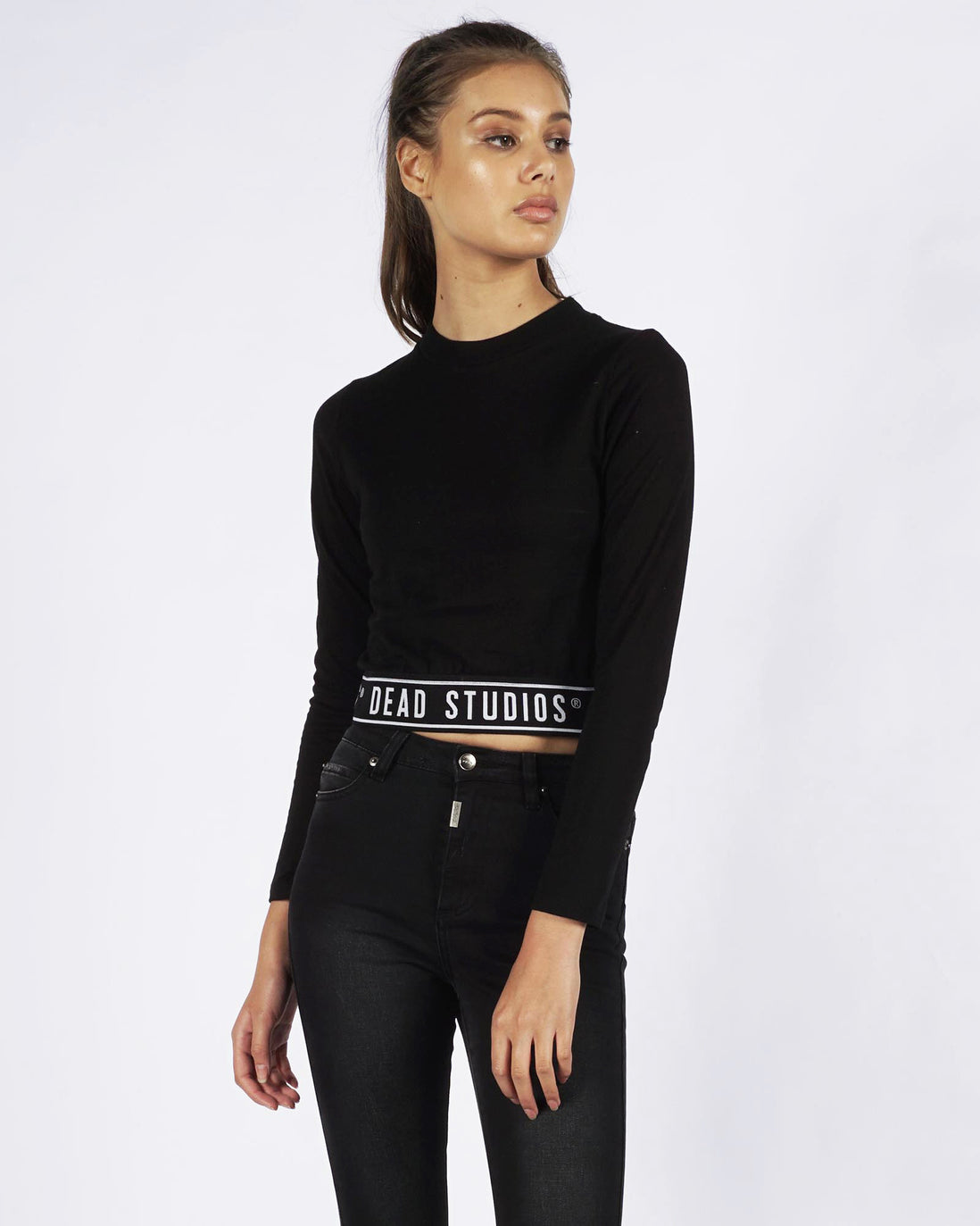 BAND LONGSLEEVE CROP - BLACK