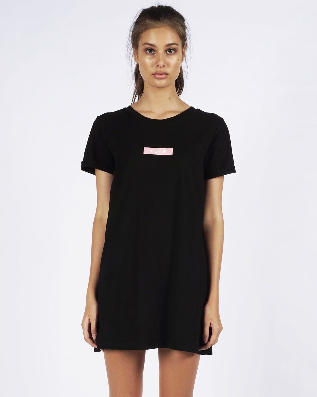 BOX LOGO TEE DRESS - BLACK