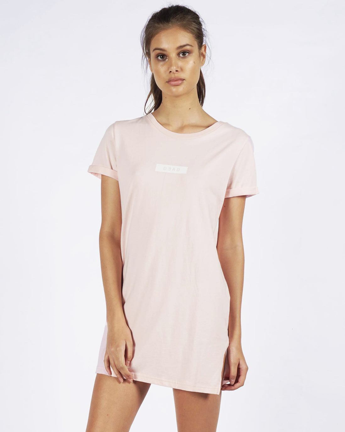BOX LOGO TEE DRESS - ROSE QUARTZ