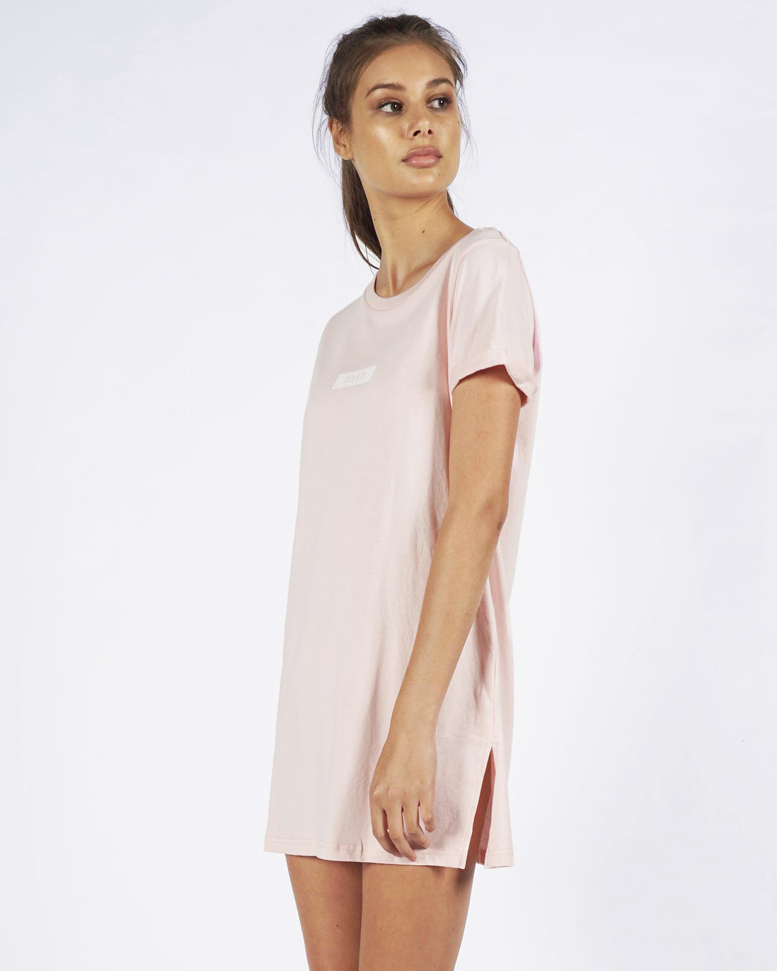 BOX LOGO TEE DRESS - ROSE QUARTZ