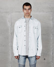 DESTROYED DENIM SHIRT - LIGHT BLUE