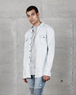 DESTROYED DENIM SHIRT - LIGHT BLUE