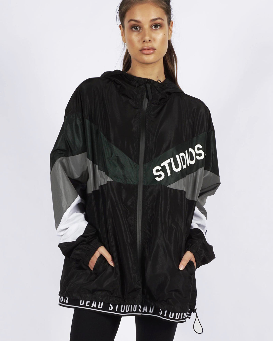 TRI COLOUR RUNNER JACKET - BLACK/OLIVE