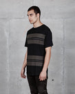 SCOOP STRIPE TEE - BLACK/OLIVE