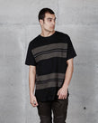 SCOOP STRIPE TEE - BLACK/OLIVE