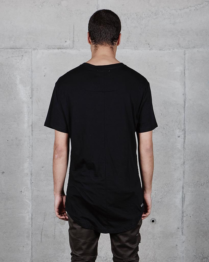 SCOOP STRIPE TEE - BLACK/OLIVE