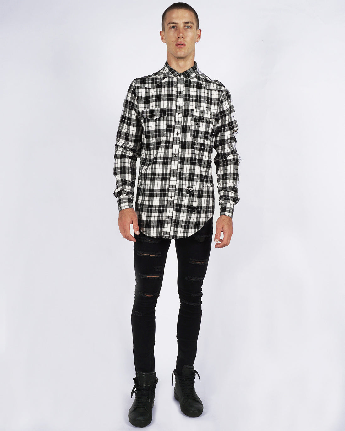 KURT FLANNO SHIRT - BLACK/WHITE