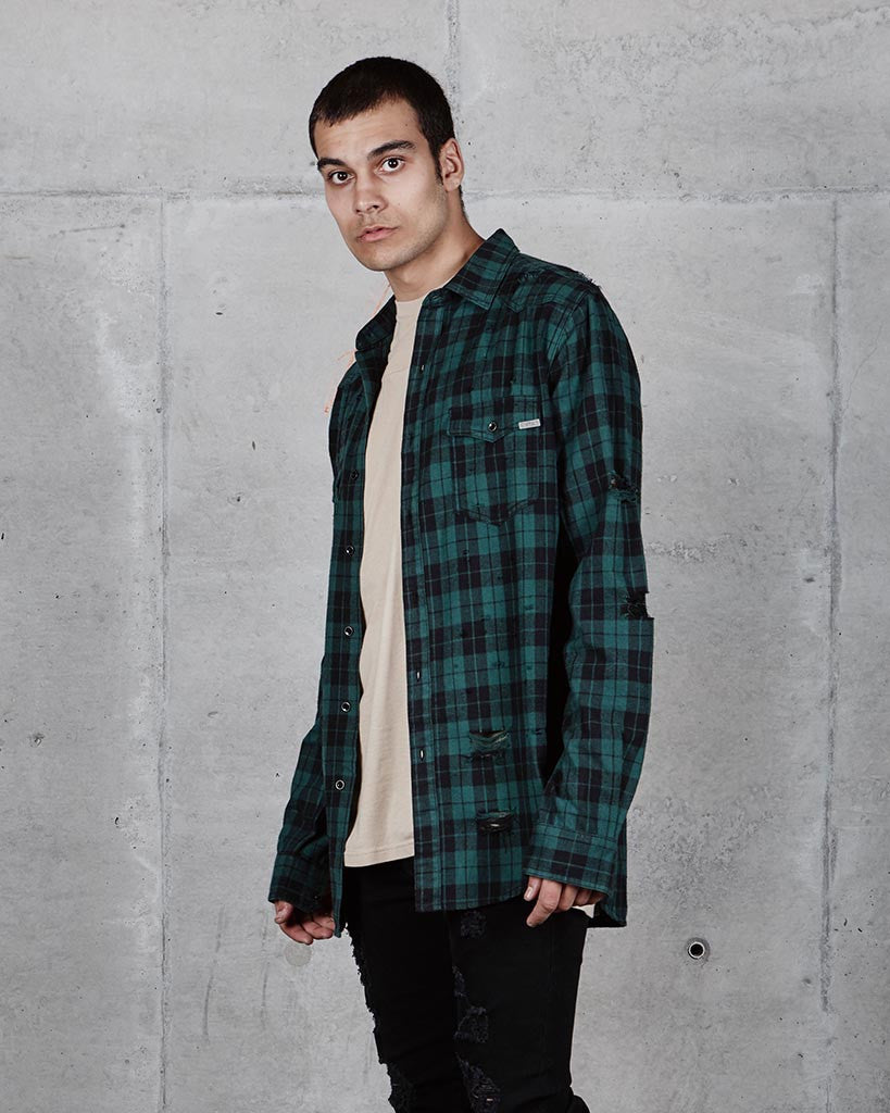 KURT FLANNO SHIRT - GREEN/BLACK