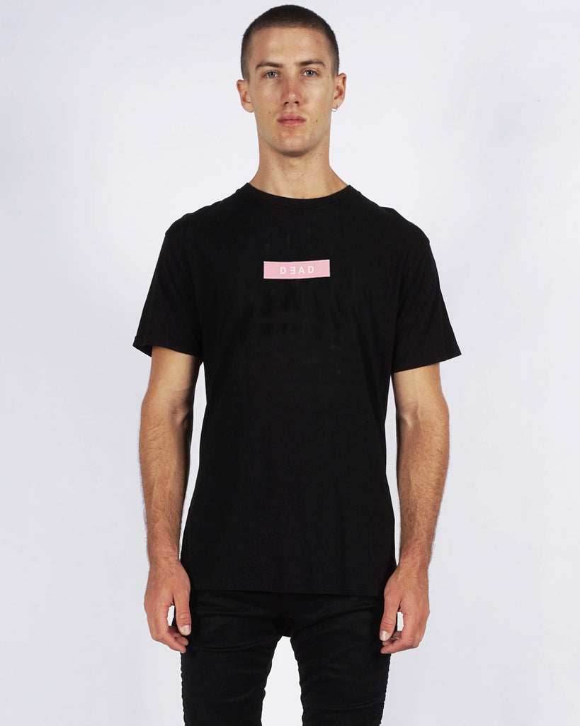 ROSE QUARTZ BOX LOGO TEE - BLACK/PINK