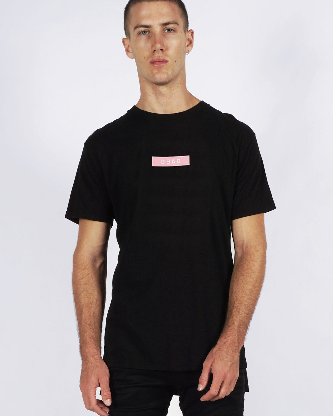 ROSE QUARTZ BOX LOGO TEE - BLACK/PINK
