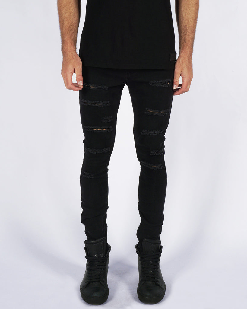 003 TRASHED JEAN- BLACK