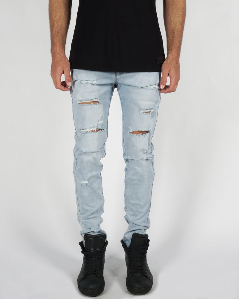 003 TRASHED JEAN- BLEACH