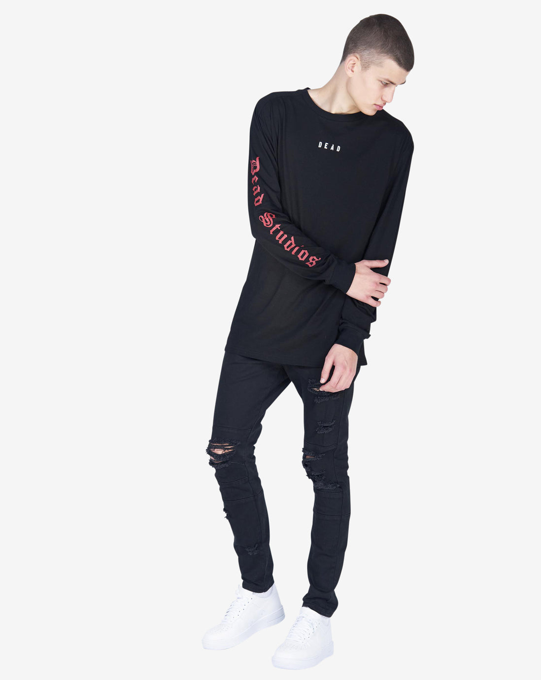 WASTED & DESTROY LS TEE - BLACK