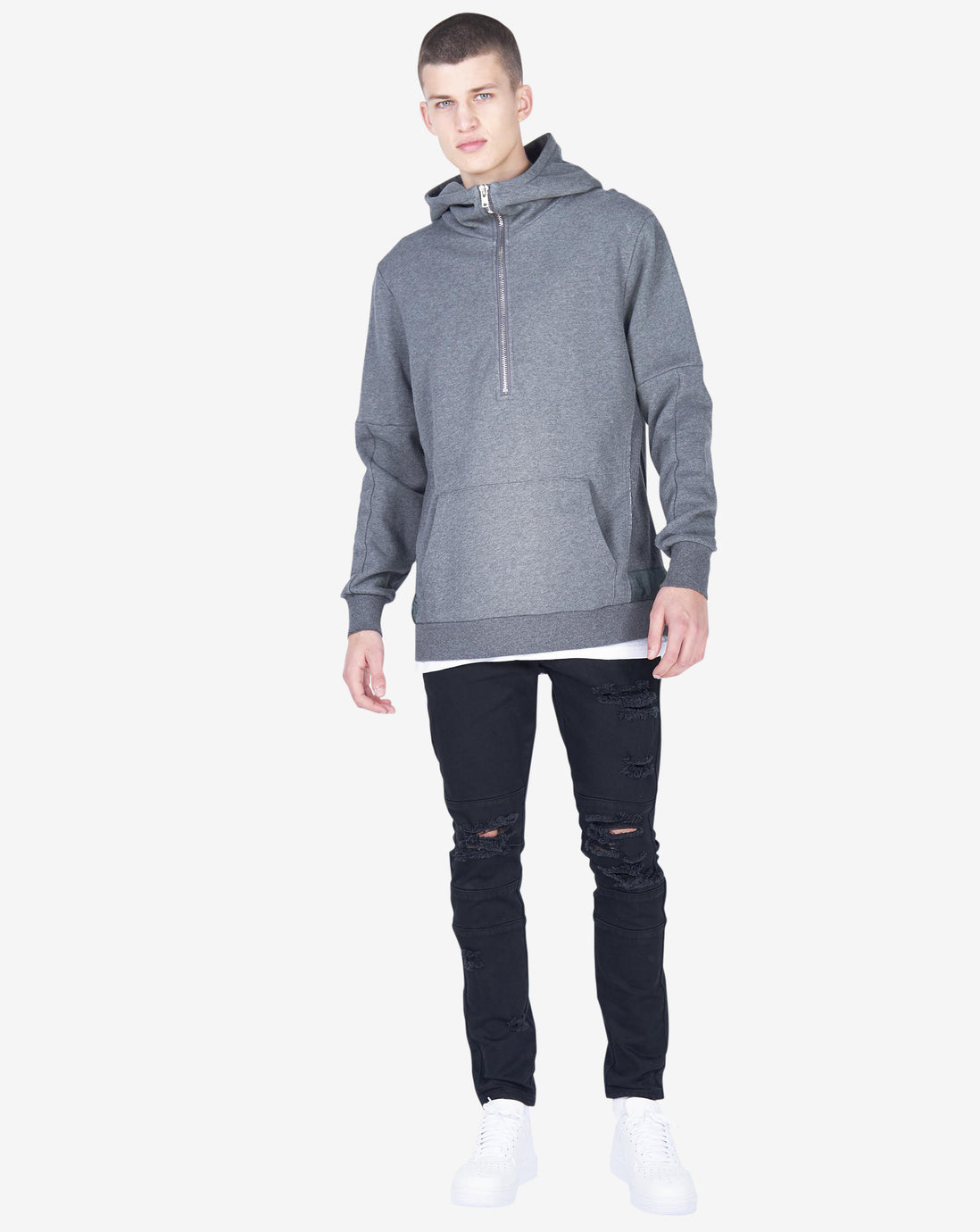 ZIP FUNNEL HOOD - GREY