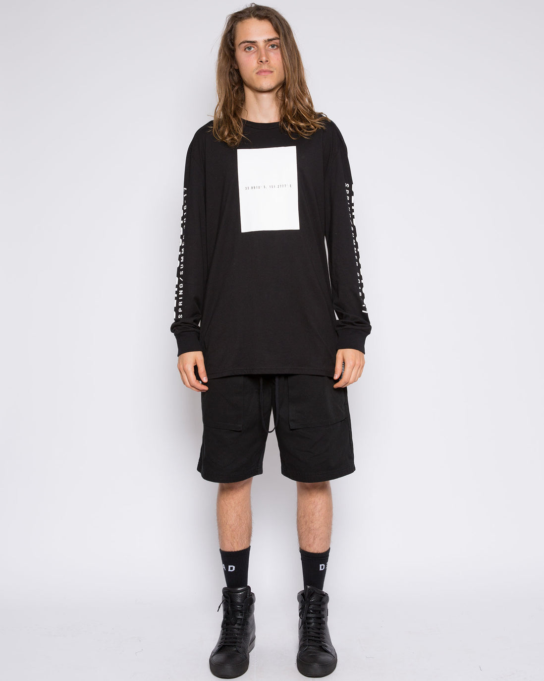 NAVIGATION DROPPED LONG SLEEVE TEE - BLACK