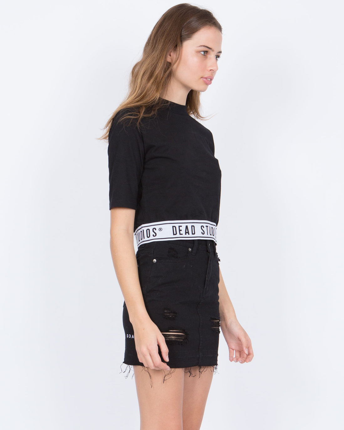 DEAD BAND CROP TEE - BLACK