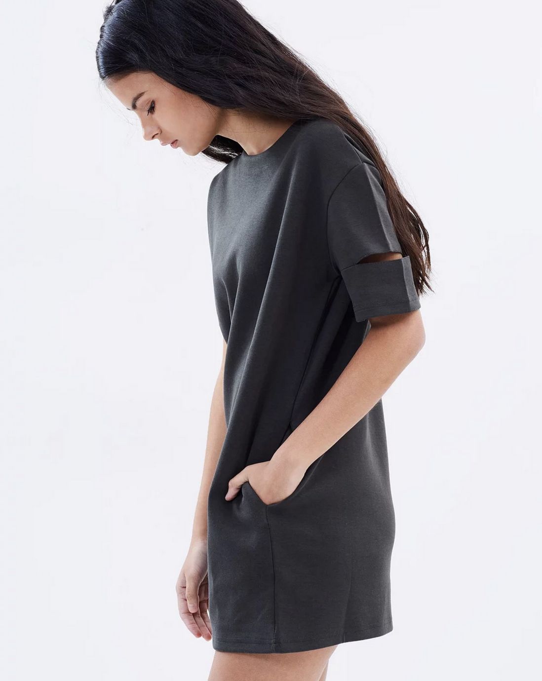 CUT OUT TEE DRESS - OLIVE
