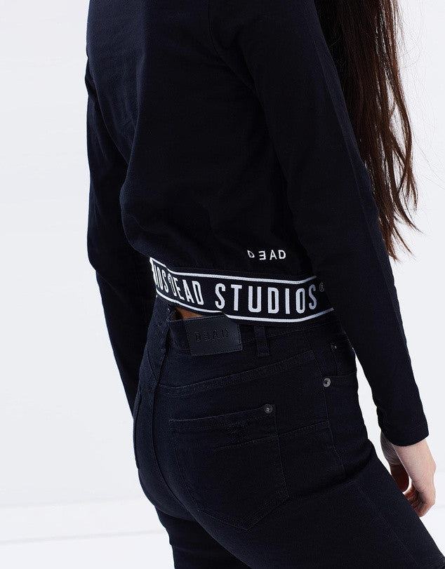 BAND LONGSLEEVE CROP - BLACK
